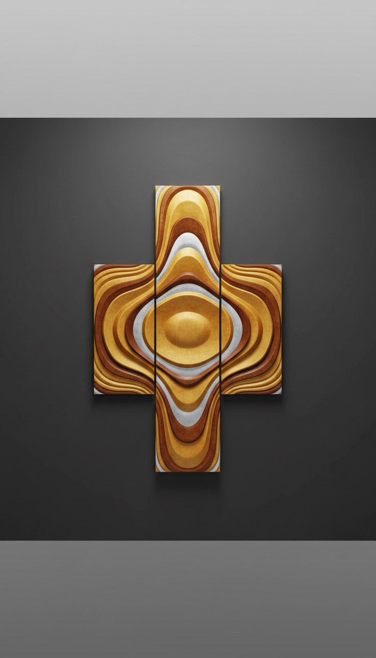 Panel mural decorativo en oro ocre